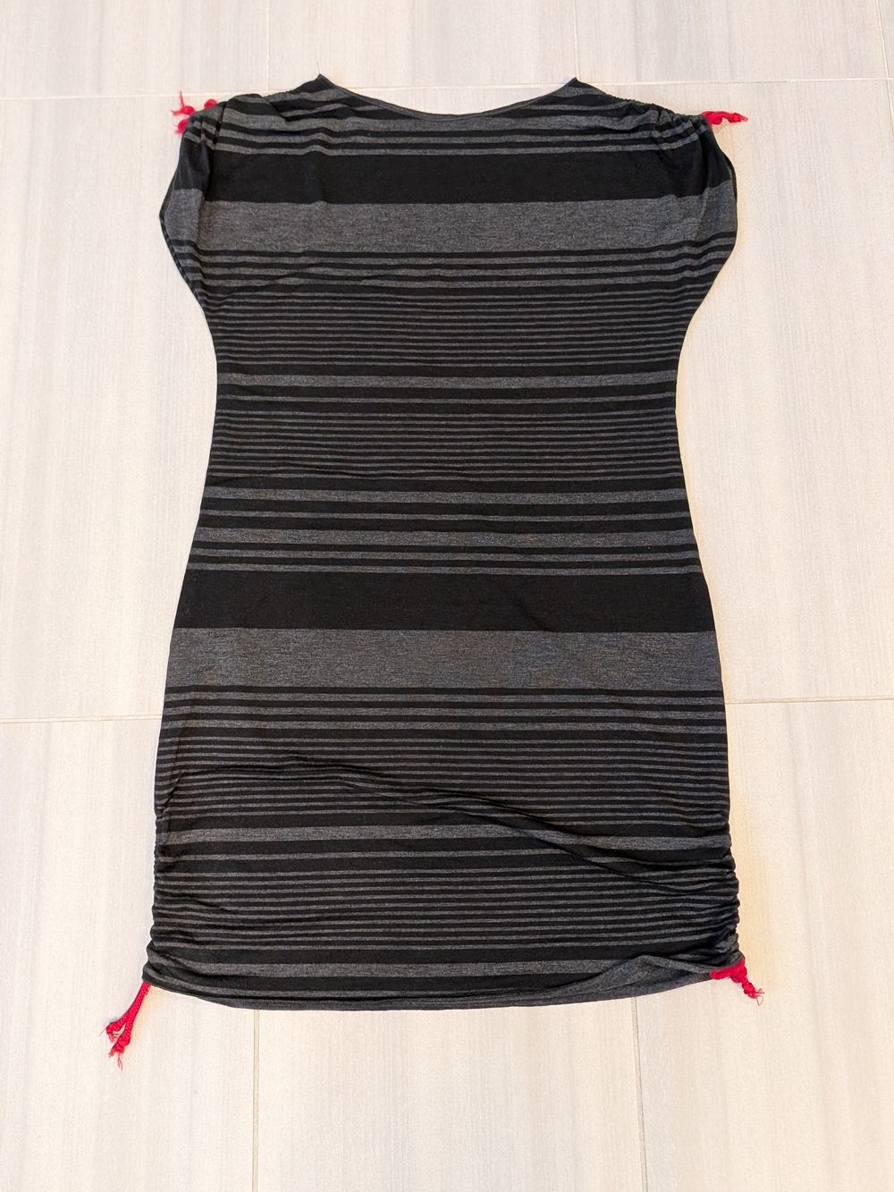 Striped Mini Dress in Black and Gray - Women